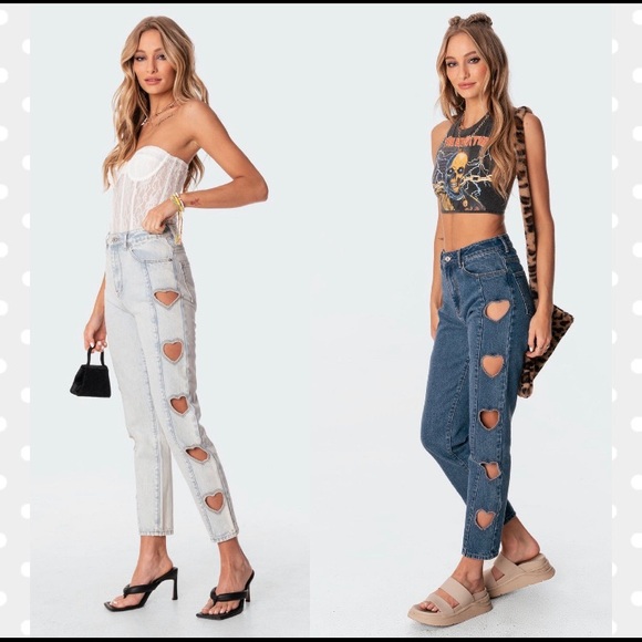 Heart Cutout Jeans